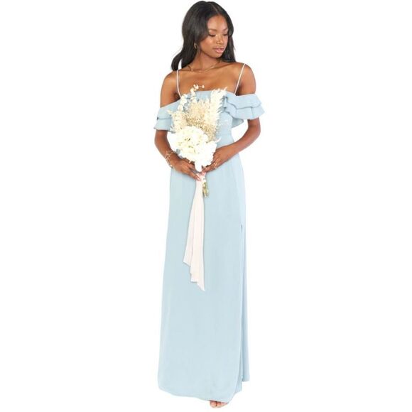 SHOW ME YOUR MUMU Women's Emma Ruffle Maxi Dress In Silver Sage Crisp Size XS NE - Picture 3 of 16